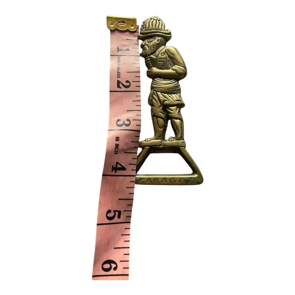 Vintage Turkish Karagoz Brass Bottle Opener Folklore Shadow Puppet